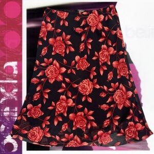 Floral Black and Red Women's Skirt